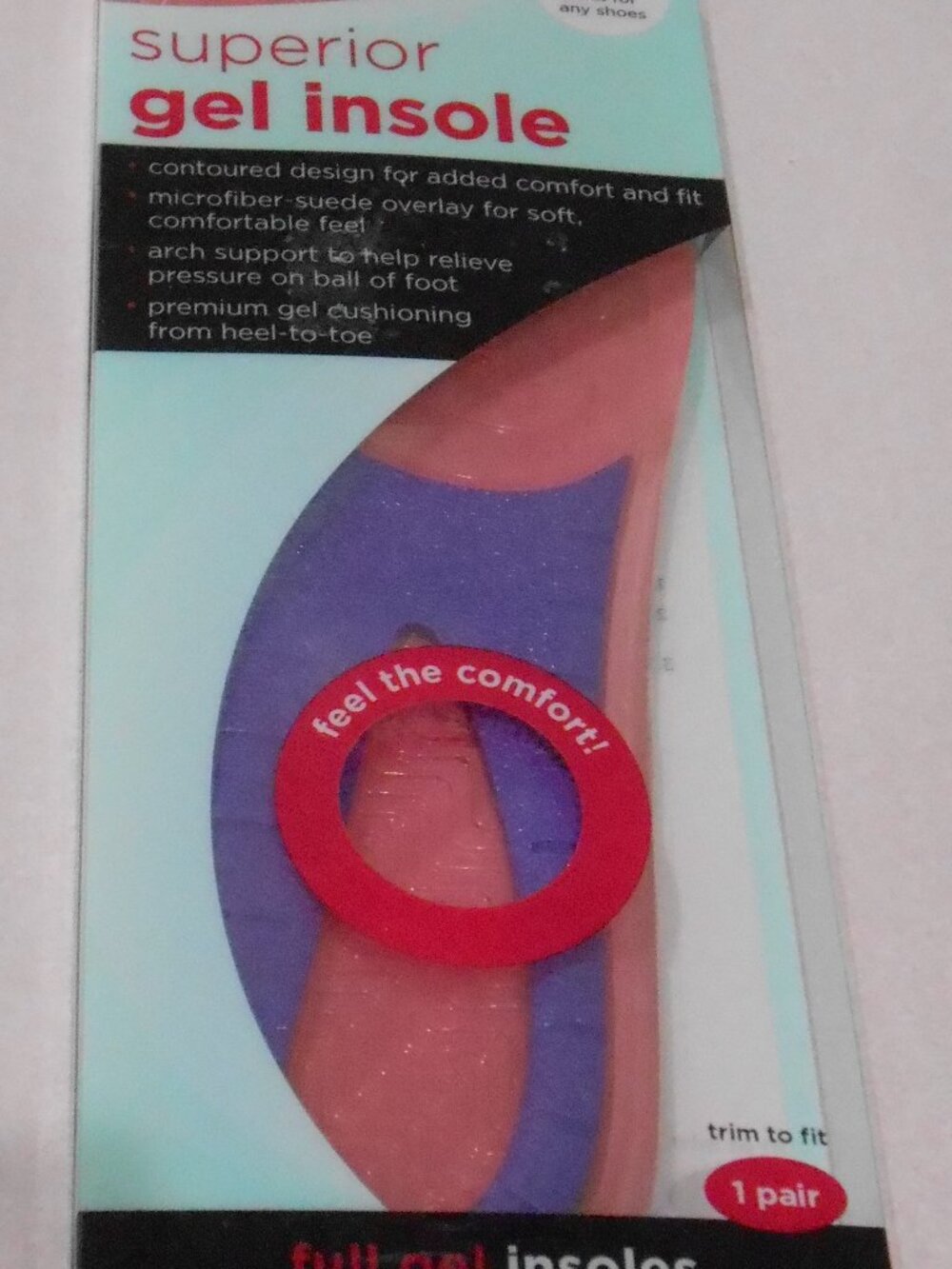 Fab Feet by Foot Petals Superior Full Gel Insoles Heel To Toe Trim to Fit-1 Pair